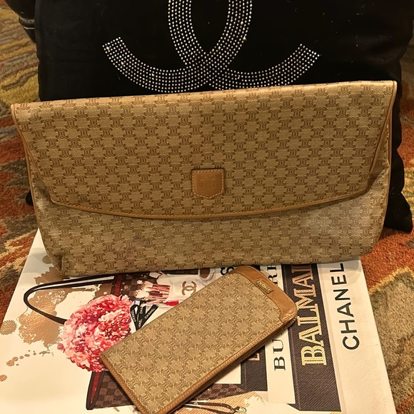 Celine bundle clutch and eyeglass case H 8” W 12.5 - Picture 1 of 12